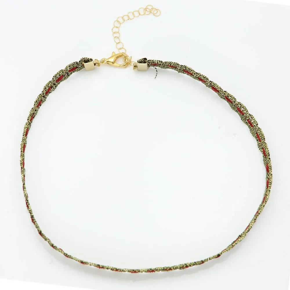 Floral Choker Gold Tone Choker Adjustable Choker 12.5' - 15' Inch - Picture 6 of 10